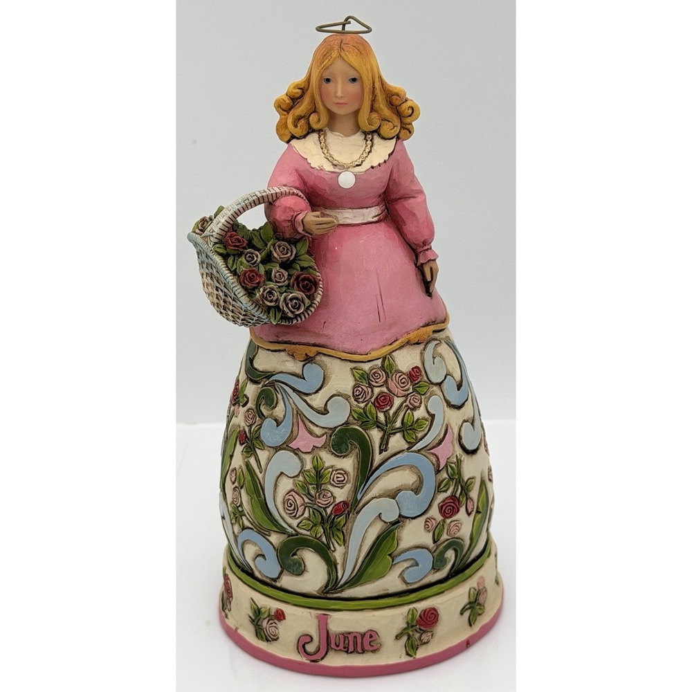 Jim Shore Heartwood Creek June Rose Pearl Bone Girl Flowers Figure 6.5" 2008 EUC